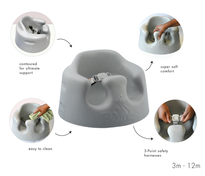 Bumbo Floor Seat ( Cool Grey ) 03-12 Aylık bebekler için koltuk