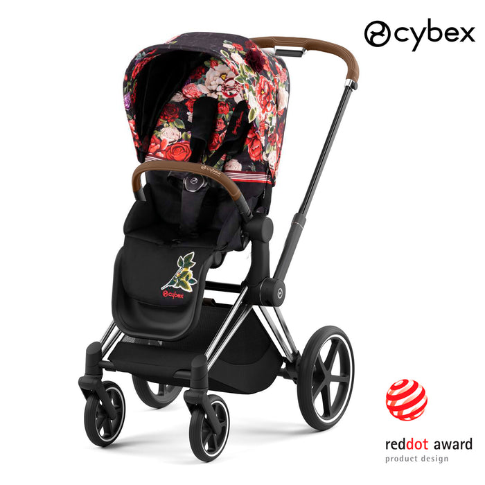 Cybex Priam (chrome brown-özel seri Spring Blossom dark) <br> (ikonik lüks bebek arabası)