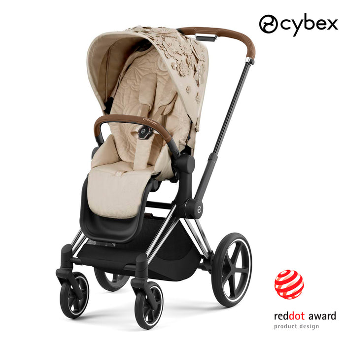 Cybex Priam (chrome brown-özel seri Simply Flowers beige) <br> (ikonik lüks bebek arabası)