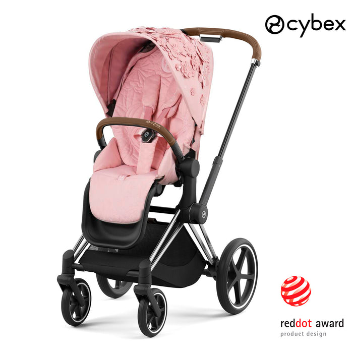 Cybex Priam (chrome brown-özel seri Simply Flowers pink) <br> (ikonik lüks bebek arabası)