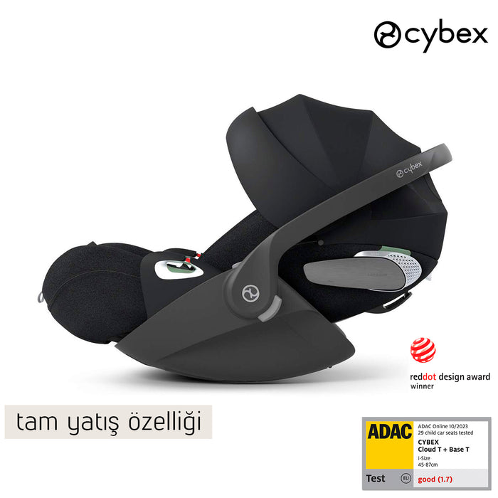 (ocak 2025 teslim) Cybex Cloud T isize Plus (terletmeyen özel kumaş) (sephia black)<br> (Adac ödüllü tam yatışlı bebek puset ana kucağı 0-13 kg)