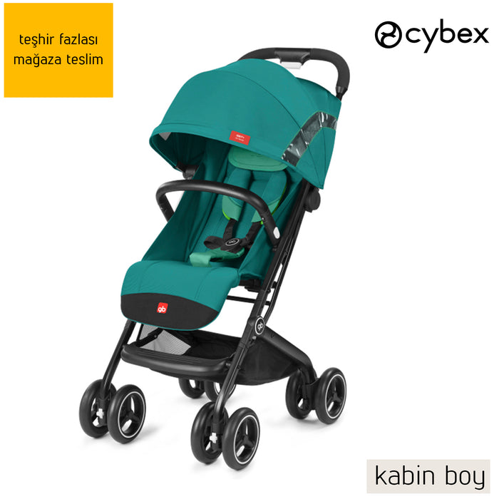 (Teşhir fazlası Mağaza teslim) Cybex GB Qbit All Terrain Bardaklık Hediyeli (laguna blue) <br> (kabin boy bebek arabası)