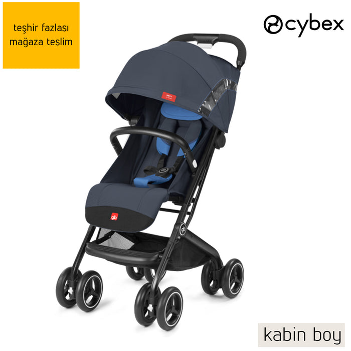 (Teşhir fazlası Mağaza teslim) Cybex GB Qbit All Terrain Bardaklık Hediyeli (night blue) <br> (kabin boy bebek arabası)